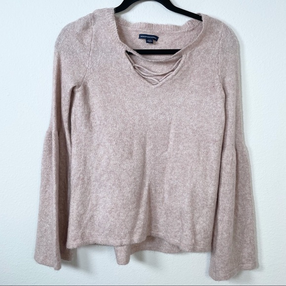 American Eagle Pink Fuzzy Sweater - Picture 4 of 11